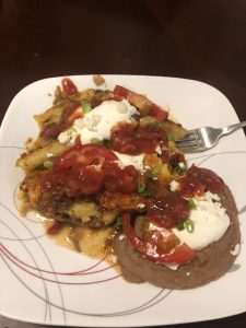 Mexican beans with enchiladas